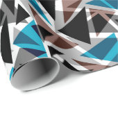Schwarz und Blau, polygonal, Abstrakt, geometrisch Geschenkpapier (Rolleneckpunkt)