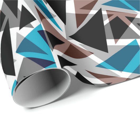 Schwarz und Blau, polygonal, Abstrakt, geometrisch Geschenkpapier (Rolleneckpunkt)