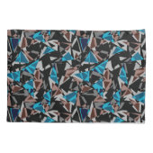 Schwarz und Blau, polygonal, Abstrakt Kissenbezug (Rückseite)