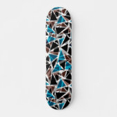 Schwarz und Blau, polygonal, Abstrakt Skateboard (Vorne)