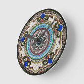 Schwarz und Blau Talavera Plate Runde Wanduhr (Winkel)