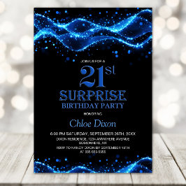 Schwarz und Blau Überraschung 21. Geburtstag Party Einladung
