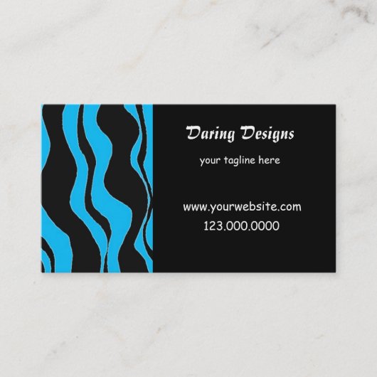 Schwarz und Blau Zebra Print Visitenkarte (Vorderseite)