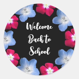 Schwarz und Blume Runder Aufkleber