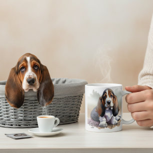 Schwarz und Braun ''Basset Welpe Personalisieren Kaffeetasse
