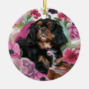 Schwarz und braun Cavalier Weihnachtsschmuck Blume