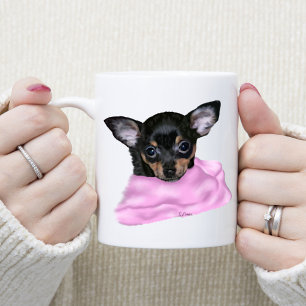 Schwarz und Braun Chihuahua Welpe Kaffeetasse