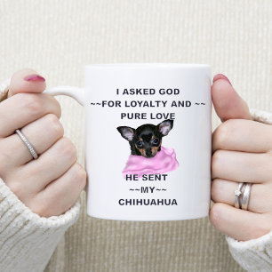 Schwarz und Braun Chihuahua-Welpe monogrammiert Kaffeetasse