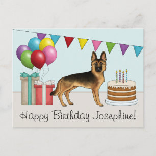 Schwarz und Braun Deutsche Schäferhunde Farbige Ge Postkarte