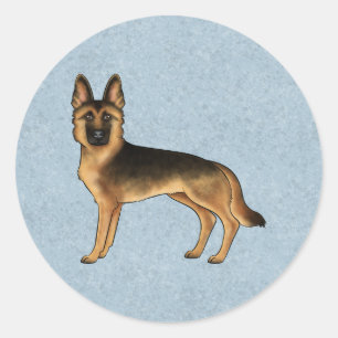 Schwarz und Braun Deutscher Schäferhund Cartoon-Hu Runder Aufkleber