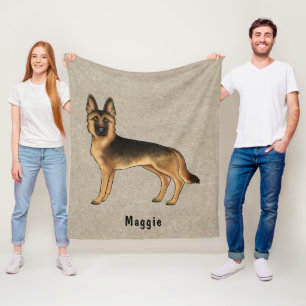 Schwarz und Braun gefärbter Deutscher Schäferhund Fleecedecke
