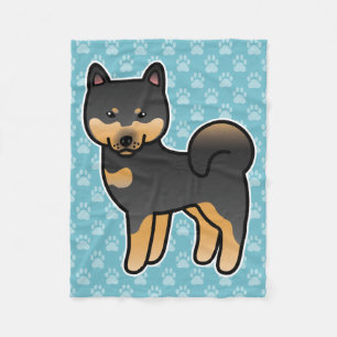 Schwarz und Braun gefärbter Shiba-Inu-Hund Fleecedecke