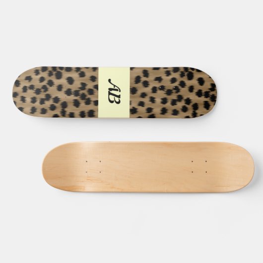 Schwarz und Braun Geparden Print Muster. Skateboard (Horizontal)