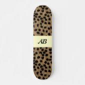Schwarz und Braun Geparden Print Muster. Skateboard (Vorne)