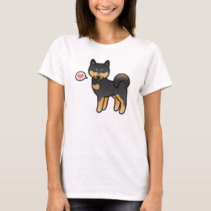 Schwarz und Braun gezeichneter Shiba Inu T-Shirt