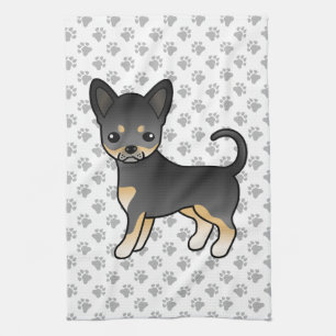 Schwarz und Braun glatthaariger Chihuahua-Hund & P Geschirrtuch