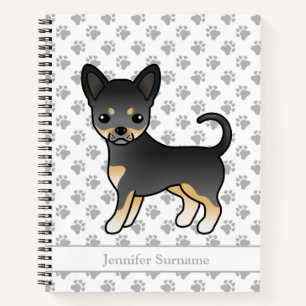 Schwarz und Braun glatthaariger Chihuahua-Hund & T Notizblock