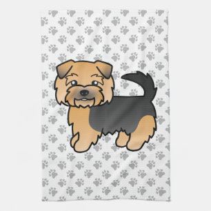 Schwarz und Braun Norfolk Terrier Süßer Cartoon-Hu Geschirrtuch