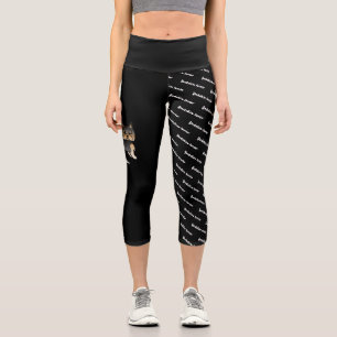 Schwarz und Braun Yorkie & Name und Rasse des Hund Capri Leggings
