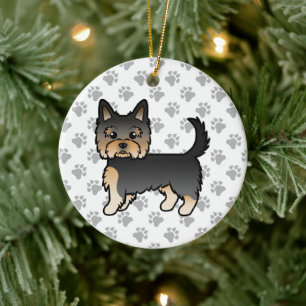 Schwarz und Braun Yorkshire Terrier Cartoon Hund & Keramik Ornament