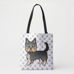 Schwarz und Braun Yorkshire Terrier Cartoon Hund & Tasche