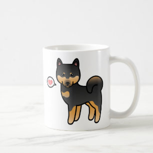 Schwarz und Braune Cartoon Shiba Inu Liebe Kaffeetasse