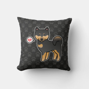 Schwarz und braune Cartoon Shiba Inu Liebe Kissen
