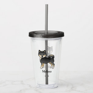 Schwarz und Brauner Alaskan Malamute Cartoon Hund  Acryltrinkbecher