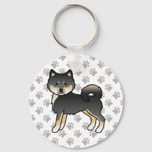 Schwarz und Brauner Alaskan Malamute Cartoon Hund Schlüsselanhänger