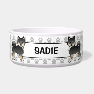 Schwarz und Brauner Alaskan Malamute Cartoon Hunde Napf