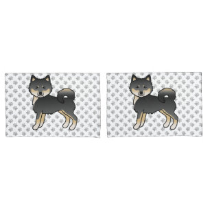 Schwarz und brauner Alaskan Malamute süßer Cartoon Kissenbezug