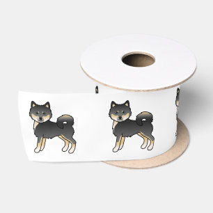 Schwarz und Brauner Alaskan Malamute Süßer Cartoon Satinband