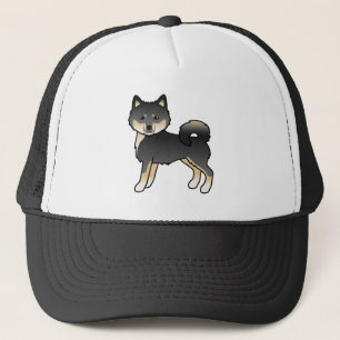 Schwarz und brauner Alaskan Malamute süßer Cartoon Truckerkappe