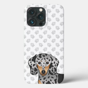 Schwarz und Brauner Dapple Kurzhaar-Dackel & Pfote Case-Mate iPhone Hülle
