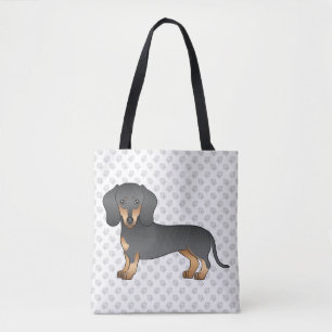 Schwarz und Brauner Kurzhaar-Dackel Süßer Hund & P Tasche