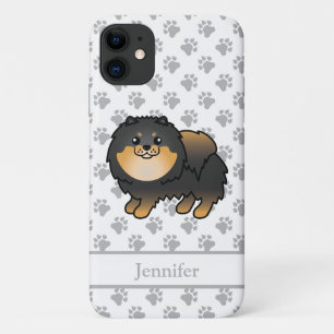 Schwarz und Brauner Pomeranian Süßer Cartoon-Hund  Case-Mate iPhone Hülle