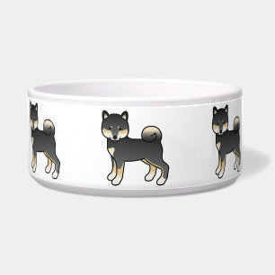 Schwarz und brauner Shiba Inu süßer Cartoon-Hund Napf