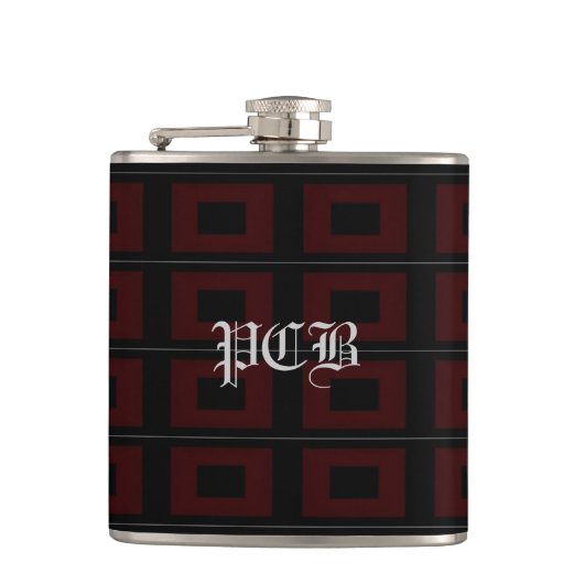 Schwarz und Burgandy Zeitgenössische Flasche (pcb) Flachmann (Vorderseite)