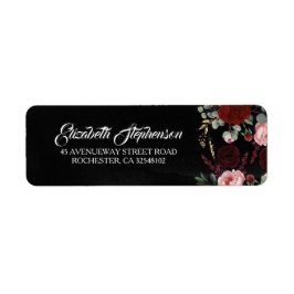 Schwarz und Burgund Rot Floral Moderner Chic