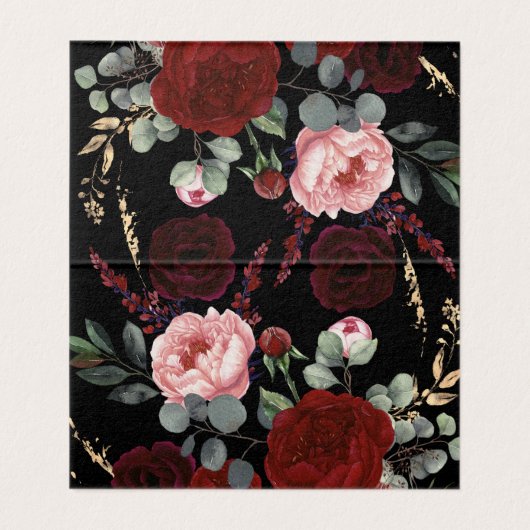 Schwarz und Burgund Rote Flora Elegant (Innenseite Aufgefaltet)