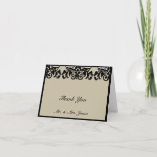 Schwarz und Creme Floral geprägt Hochzeit Danke sc