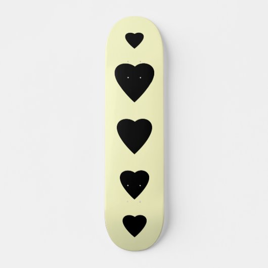 Schwarz und Creme Liebe Herzdesign. Skateboard (Vorne)