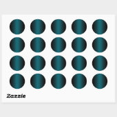 Schwarz und Dunkel, Aquamarine Gradient Blank Runder Aufkleber (Blatt)