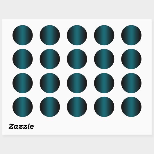 Schwarz und Dunkel, Aquamarine Gradient Blank Runder Aufkleber (Blatt)