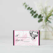 Schwarz und Dunkelrosa Blütenhochzeit Platzkarte (Stehend Vorderseite)