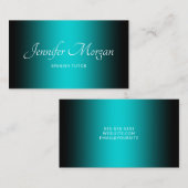 Schwarz und Dunkeltürkis Elegant Ombre Visitenkarte (Vorne/Hinten)
