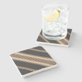 Schwarz und Ecru, Stripes Square Untersetzer (Seitenansicht)