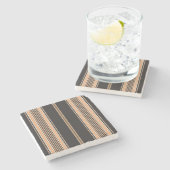 Schwarz und Ecru, Stripes Square Untersetzer (Seitenansicht)