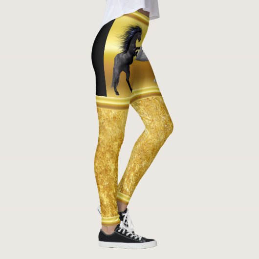Schwarz und ein weißes Pferd, das kämpft Leggings (Rechts)