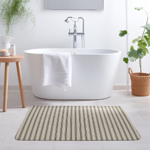 Schwarz und Elfenbein kleben Streifen Modernes B Badematte